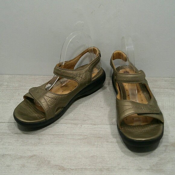 Clarks unstructured Leather Athletic Metallic Bronze Comfort Sandals Size 10 M - Picture 2 of 12
